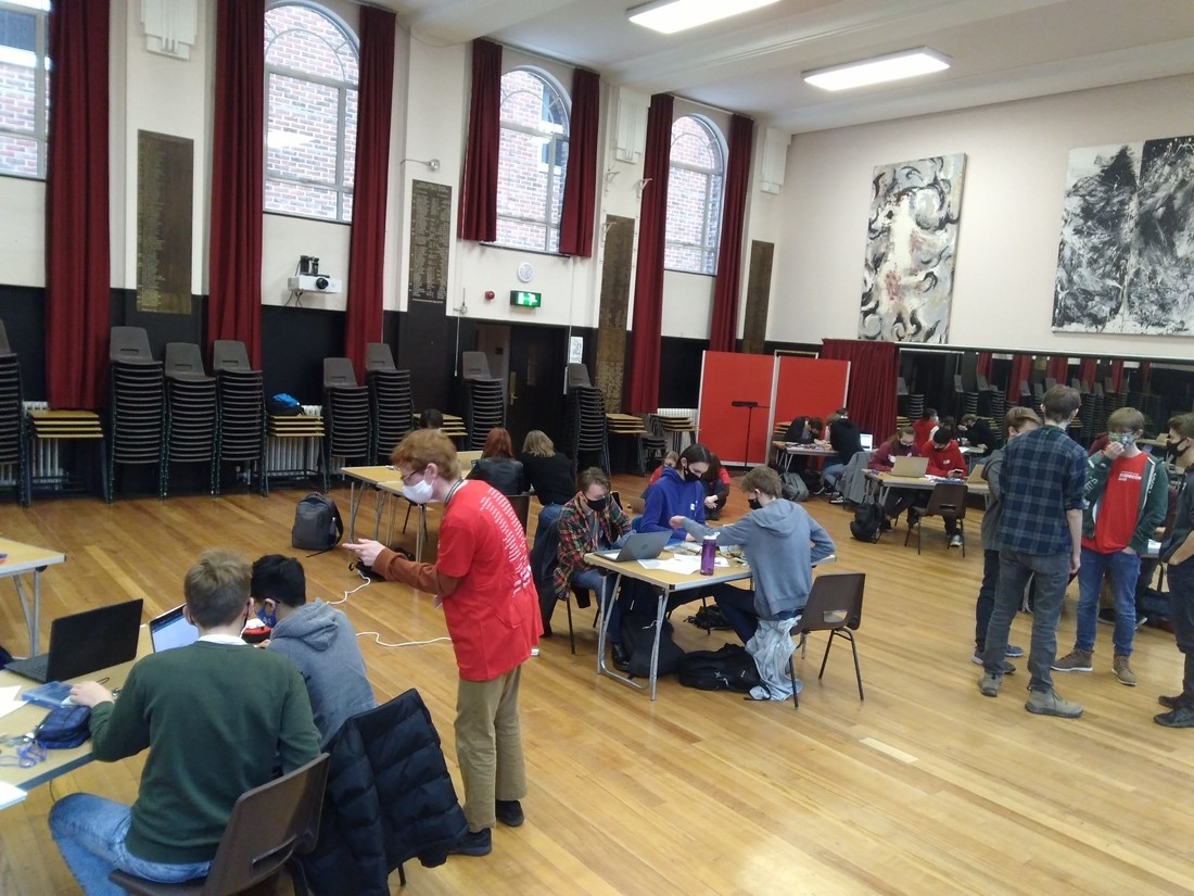 A picture of the teams working on getting all the sensors working