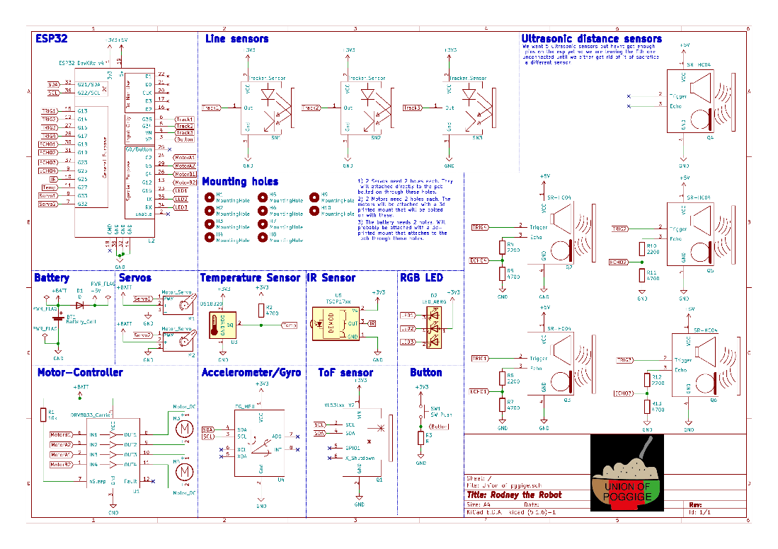 A kicad schematic with all the sensors